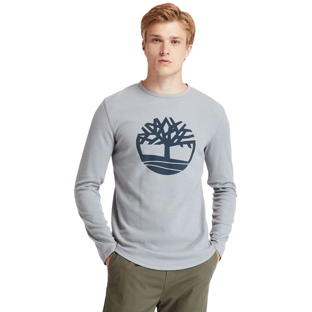 Timberland Μπλουζάκια Ανδρικα Γκρι - Dyer River Slim-Fit Tree-Logo - Greece 9756031-DA